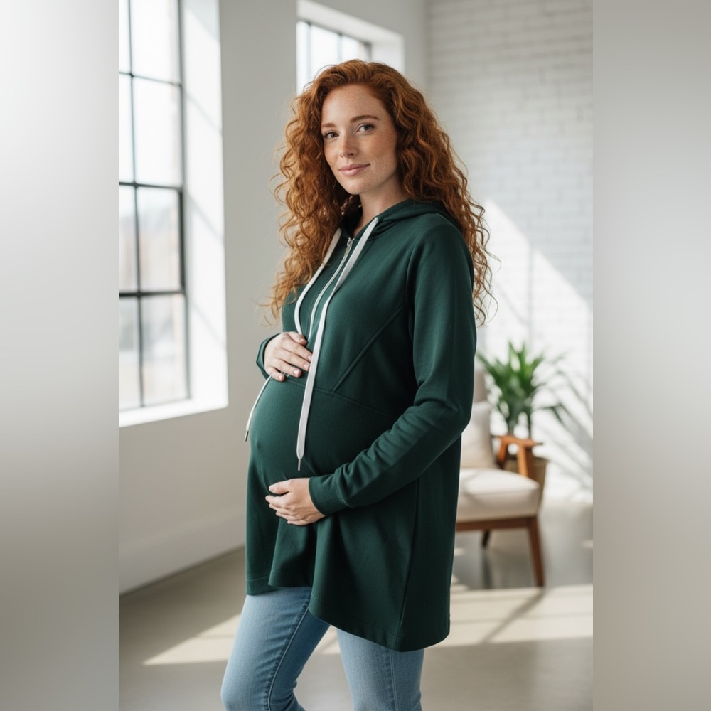 Women's Green Maternity Hoodie